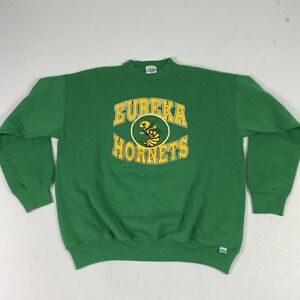 Vintage Eureka Hornets Crewneck Sweatshirt Mens XL Green Discus Athletic 80s